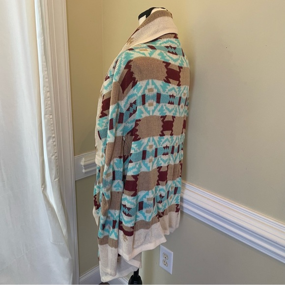 B Sharp Aztec Draped Cardigan Size Large - Picture 10 of 15